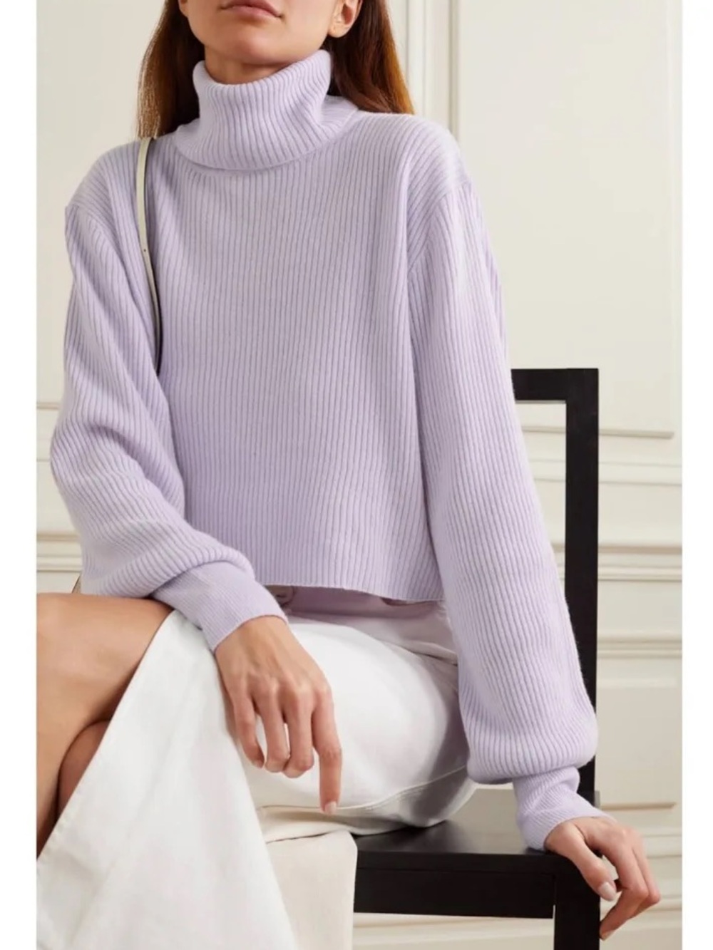 Reformation Luisa Cropped Turtleneck Sweater in Lavender Size Small
